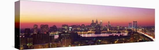 Arial View of the City at Twilight, Philadelphia, Pennsylvania, USA-null-Premier Image Canvas