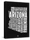 Arizona Black and White Map-NaxArt-Stretched Canvas