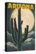 Arizona Cactus and Full Moon-Lantern Press-Stretched Canvas