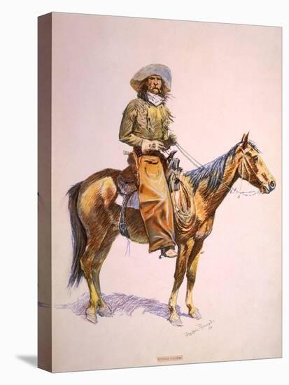 Arizona Cow-Boy on Horseback, Pastel Drawing by Frederic Remington, Ca, 1900-null-Stretched Canvas