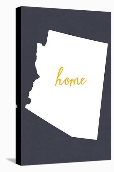 Arizona - Home State- Gray on White-Lantern Press-Stretched Canvas