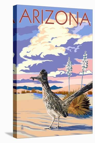 Arizona - Roadrunner Scene-Lantern Press-Stretched Canvas