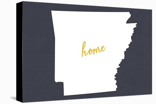 Arkansas - Home State- White on Gray-Lantern Press-Stretched Canvas