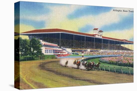 Arlington Heights, Illinois - Horse Race at Arlington Race Track-Lantern Press-Stretched Canvas