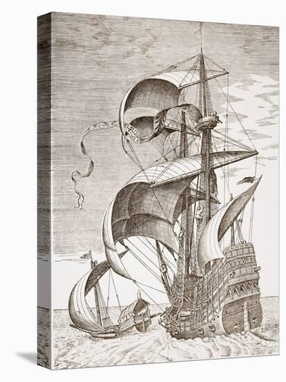Armed Three-Master on the Open Sea Accompanied by a Galley from 'The Sailing Vessels'-Pieter Bruegel the Elder-Premier Image Canvas