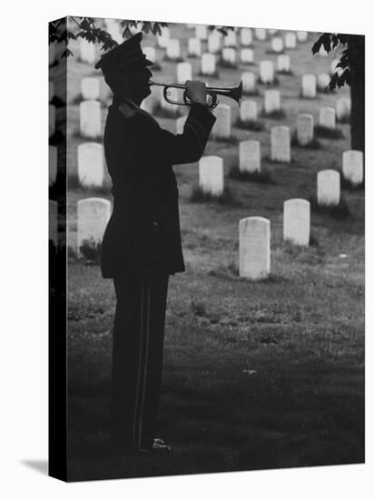 Army Bugler at Arlington Cemetery, During Ceremonies-George Silk-Premier Image Canvas