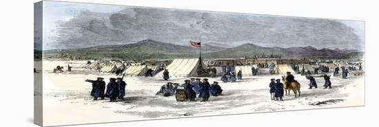 Army Camp for Soldiers Building Fort Bridger in Wyoming, 1850s-null-Premier Image Canvas