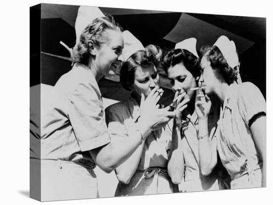 Army Nurses Lighting Up their Cigarettes in 1947-null-Stretched Canvas