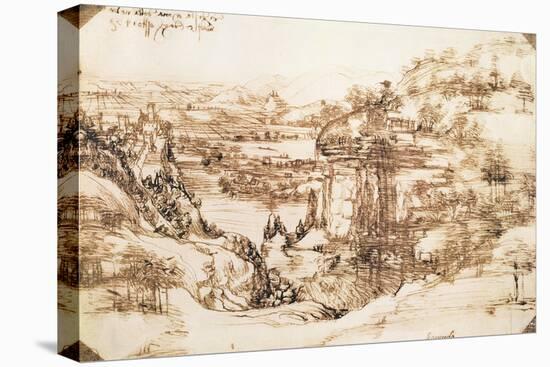 Arno Landscape, 5th August, 1473-Leonardo da Vinci-Premier Image Canvas