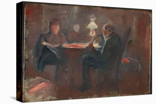 Around the Paraffin Lamp, 1883 (Oil on Board)-Edvard Munch-Premier Image Canvas