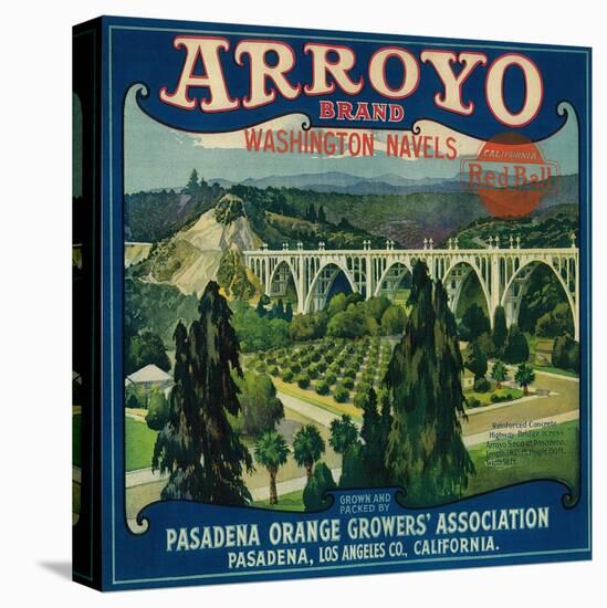 Arroyo Orange Label - Pasadena, CA-Lantern Press-Stretched Canvas