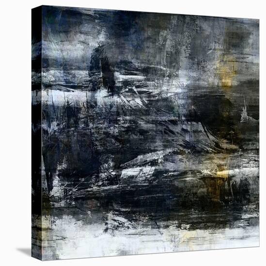 Art Abstract Acrylic Background in White, Grey, Yellow, Blue and Black Colors-Irina QQQ-Stretched Canvas