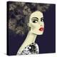 Art Colorful Illustration with Face of Beautiful Girl in Profile with Floral Pattern Afro Funky Cur-Irina_QQQ-Stretched Canvas