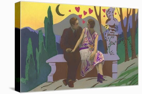 Art Deco Couple with Hearts-null-Stretched Canvas