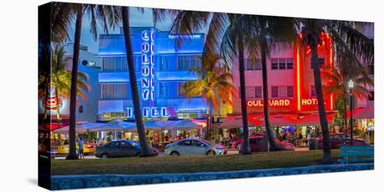 Art Deco District, Ocean Drive, South Beach, Miami Beach, Miami, Florida, USA-Gavin Hellier-Premier Image Canvas