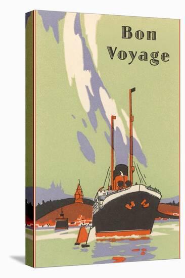 Art Deco Ocean Liner, Bon Voyage-null-Stretched Canvas