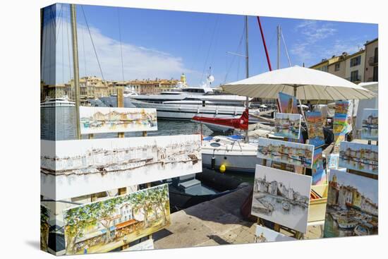 Art for sale by the harbour, Saint Tropez, Var, Cote d'Azur, Provence, French Riviera, France, Medi-Fraser Hall-Premier Image Canvas