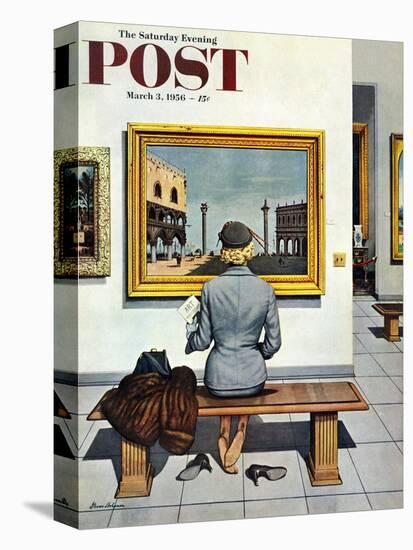 "Art Lover" Saturday Evening Post Cover, March 3, 1956-Stevan Dohanos-Premier Image Canvas