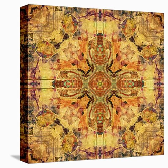 Art Nouveau Geometric Ornamental Vintage Pattern in Beige and Brown Colors-Irina QQQ-Stretched Canvas