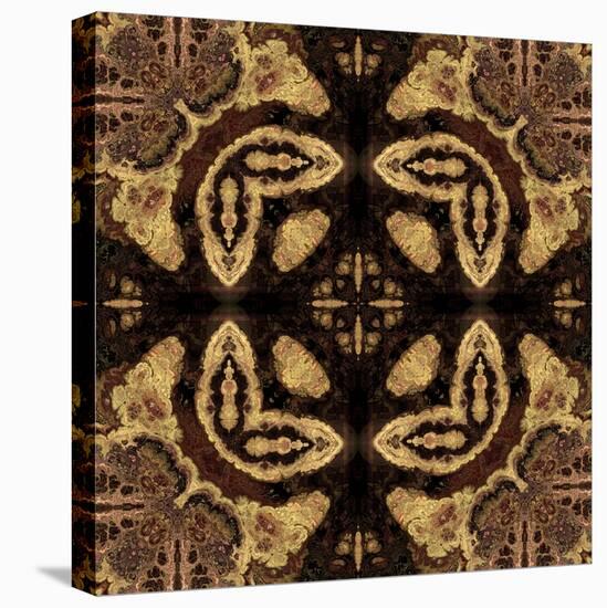 Art Nouveau Geometric Ornamental Vintage Pattern in Beige and Brown Colors-Irina QQQ-Stretched Canvas