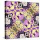 Art Nouveau Geometric Ornamental Vintage Pattern in Lilac, Violet, Black, White and Yellow Colors-Irina QQQ-Stretched Canvas