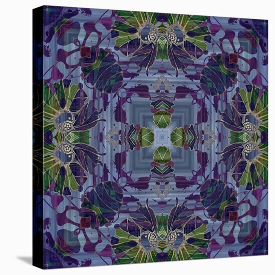 Art Nouveau Geometric Ornamental Vintage Pattern in Violet and Green Colors-Irina QQQ-Stretched Canvas