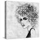 Art Sketched Beautiful Girl Face With Curly Hair And In Profile In Black Graphic-Irina QQQ-Stretched Canvas