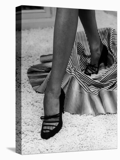 Artful Shot of Model Showing Off a Pair of High Heel Shoes-Nina Leen-Premier Image Canvas