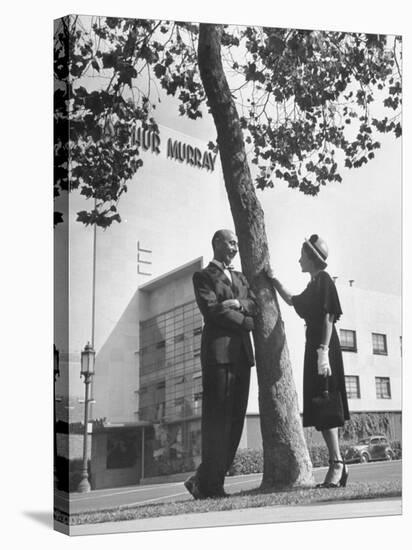 Arthur Murray and Wife Standing in Front of His Dance Studio-Peter Stackpole-Premier Image Canvas