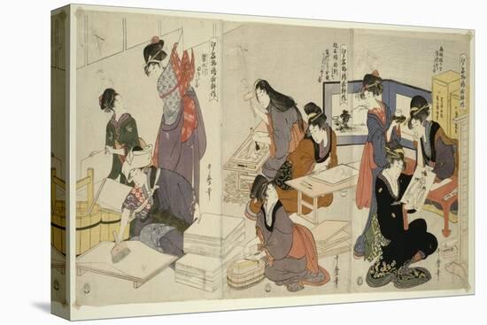 Artist, Block Carver, Applying Sizing, C.1803-Kitagawa Utamaro-Premier Image Canvas