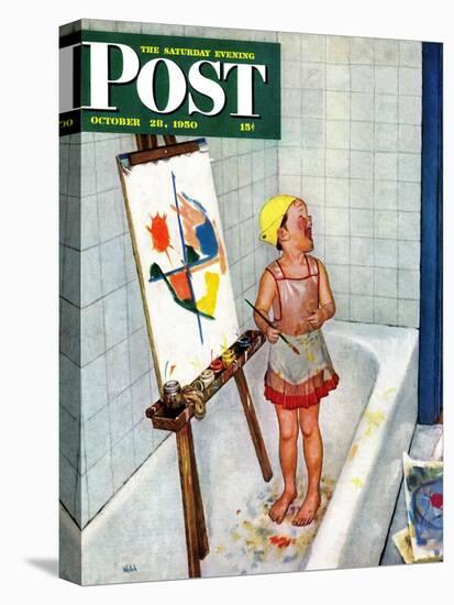 "Artist in the Bathtub" Saturday Evening Post Cover, October 28, 1950-Jack Welch-Premier Image Canvas