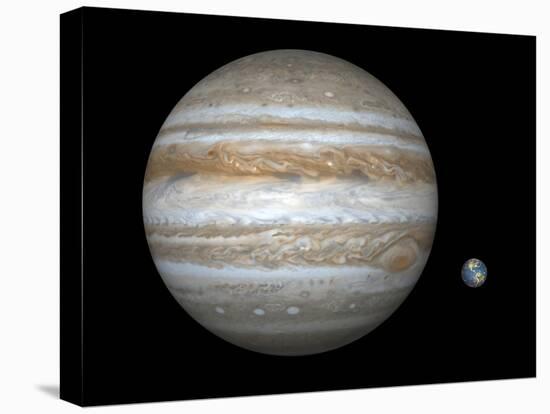 Artist's Concept Comparing the Size of the Gas Giant Jupiter with That of the Earth-Stocktrek Images-Premier Image Canvas