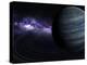 Artist's Concept of a Blue Ringed Gas Giant in Front of a Galaxy-Stocktrek Images-Premier Image Canvas