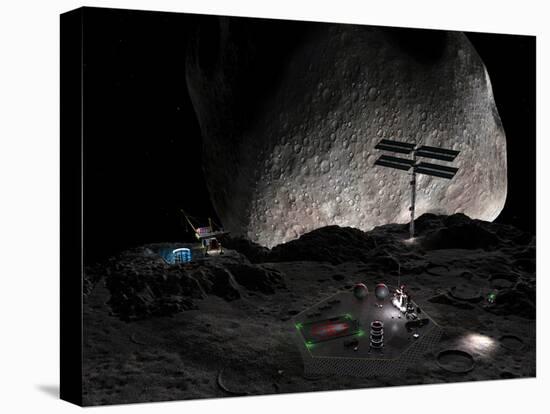 Artist's Concept of a Mining Settlement on the Double Asteroid 90 Antiope-Stocktrek Images-Premier Image Canvas