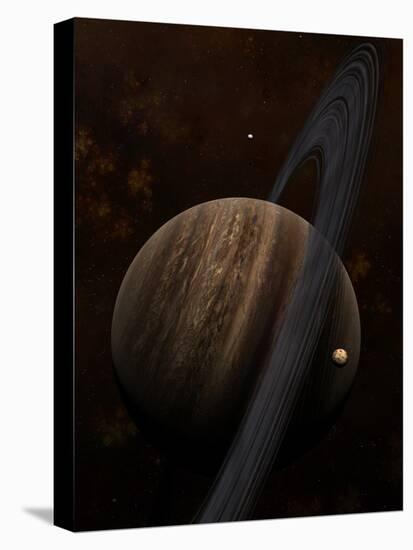 Artist's Concept of a Ringed Gas Giant and its Moons-Stocktrek Images-Premier Image Canvas