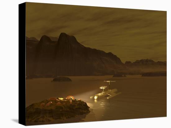 Artist's Concept of a Robotic Probe Exploring a Frigid Ethane Lake on Titan-Stocktrek Images-Premier Image Canvas