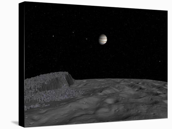 Artist's Concept of a View across the Surface of Themisto Towards Jupiter and its Moons-Stocktrek Images-Premier Image Canvas