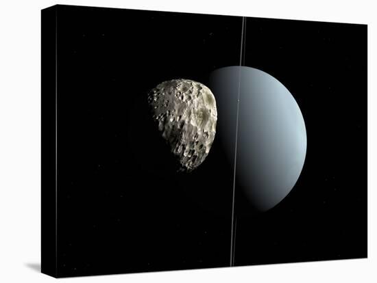 Artist's Concept of How Uranus and its Tiny Moon Puck-Stocktrek Images-Premier Image Canvas