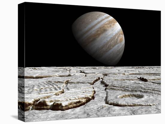 Artist's Concept of Jupiter as Seen across the Icy Surface of its Moon Europa-Stocktrek Images-Premier Image Canvas