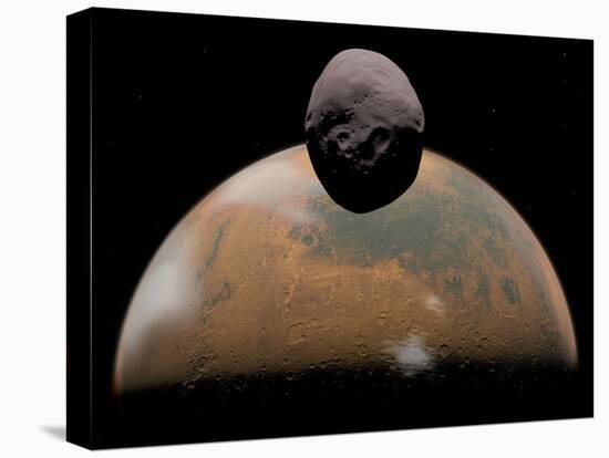 Artist's Concept of Mars and its Tiny Moon Phobos-Stocktrek Images-Premier Image Canvas