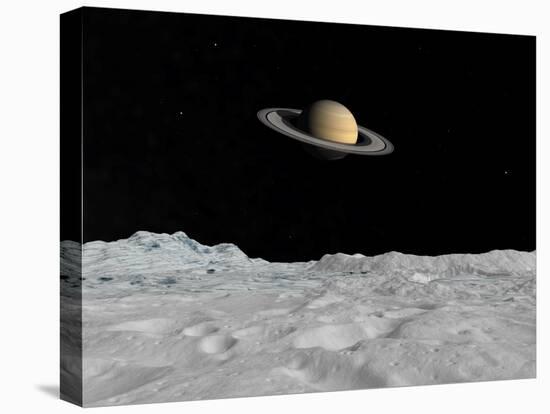 Artist's Concept of Saturn as Seen from the Surface of its Moon Iapetus-Stocktrek Images-Premier Image Canvas