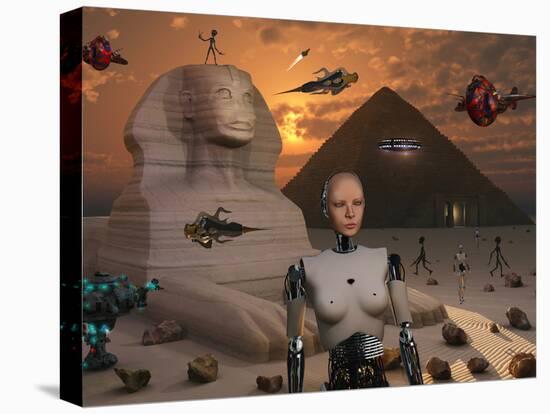 Artist's Concept of the Pyramids and Sphinx Being Built by an Advanced Alien Race-Stocktrek Images-Premier Image Canvas