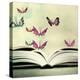 Artistic Image of an Open Book and Colorful Butterflies that Hover in the Sky-Valentina Photos-Stretched Canvas