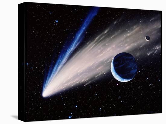 Artwork of a Comet Passing the Earth-Joe Tucciarone-Premier Image Canvas