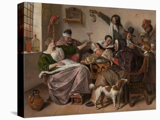 As the Old Sing, So Pipe the Young, 1668-1670, by Jan Steen, Dutch painting,-Jan Steen-Stretched Canvas