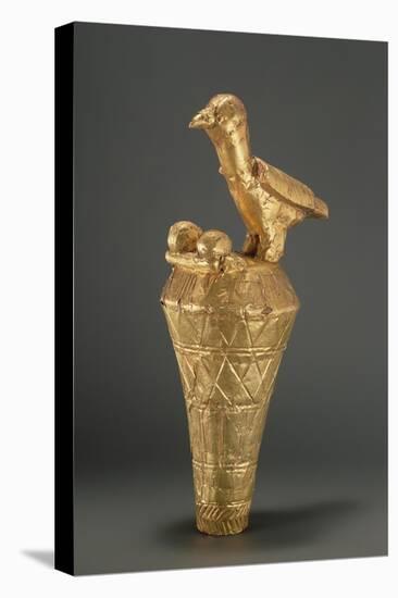 Asante Royal Umbrella Finial Depiciting a Bird and its Young, from Ghana (Gilt Wood)-African-Premier Image Canvas