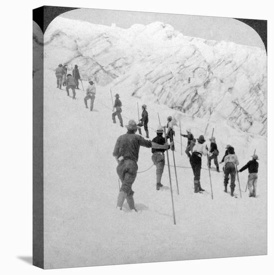 Ascending a Steep Snowfield, Stevens Glacier, Mount Rainier, Washington, USA-Underwood & Underwood-Premier Image Canvas