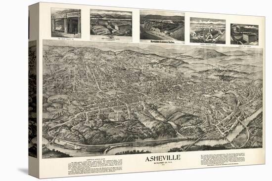 Asheville, North Carolina - Panoramic Map-Lantern Press-Stretched Canvas
