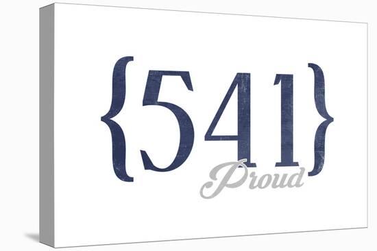 Ashland, Oregon - 541 Area Code (Blue)-Lantern Press-Stretched Canvas