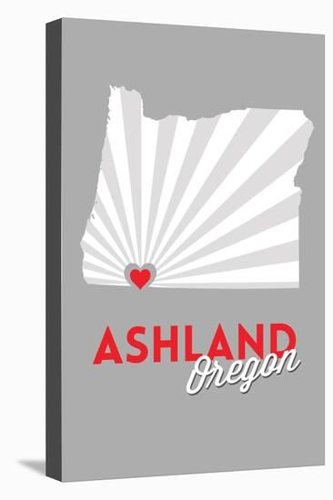 Ashland, Oregon - State with Red Heart-Lantern Press-Stretched Canvas